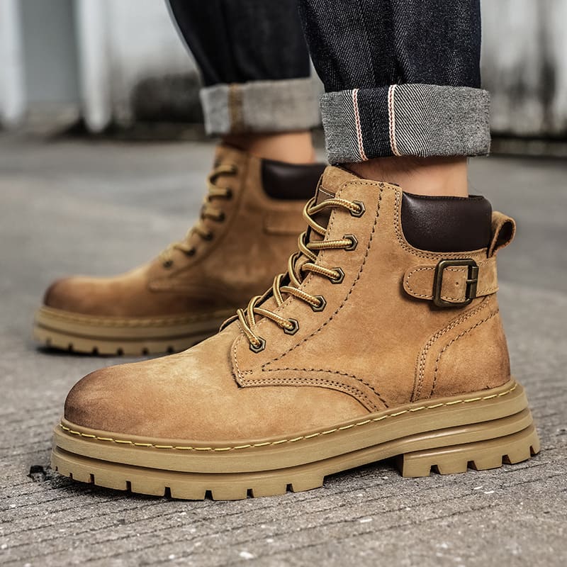 Men's Short Genuine Leather Rhubarb Martin Boots