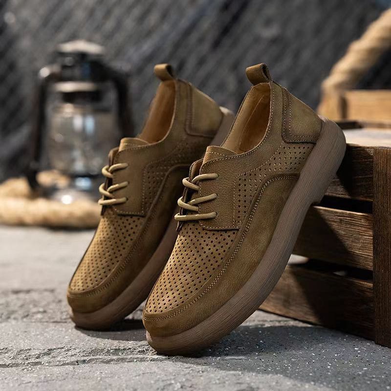 Summer New Men's Shoes Genuine Leather Breathable